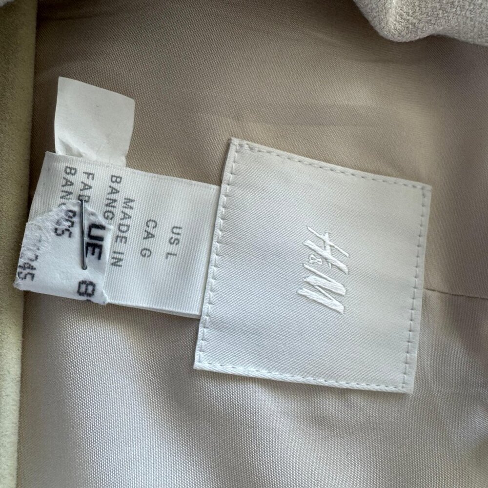 H&M Cream Double-Breasted Blazer | Size Large | Tailored Neutral Jacket - Picture 6 of 6